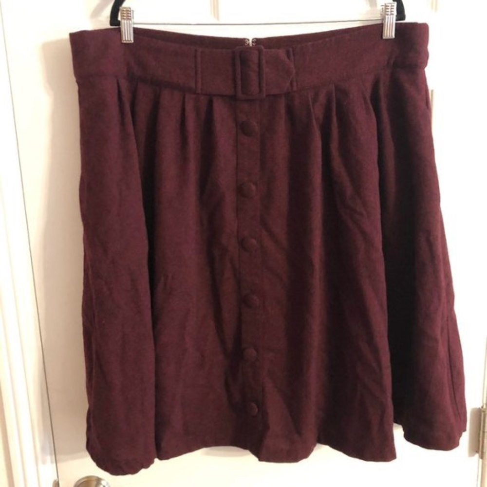 ModCloth Intern of Fate Midi Skirt - Burgundy 2X